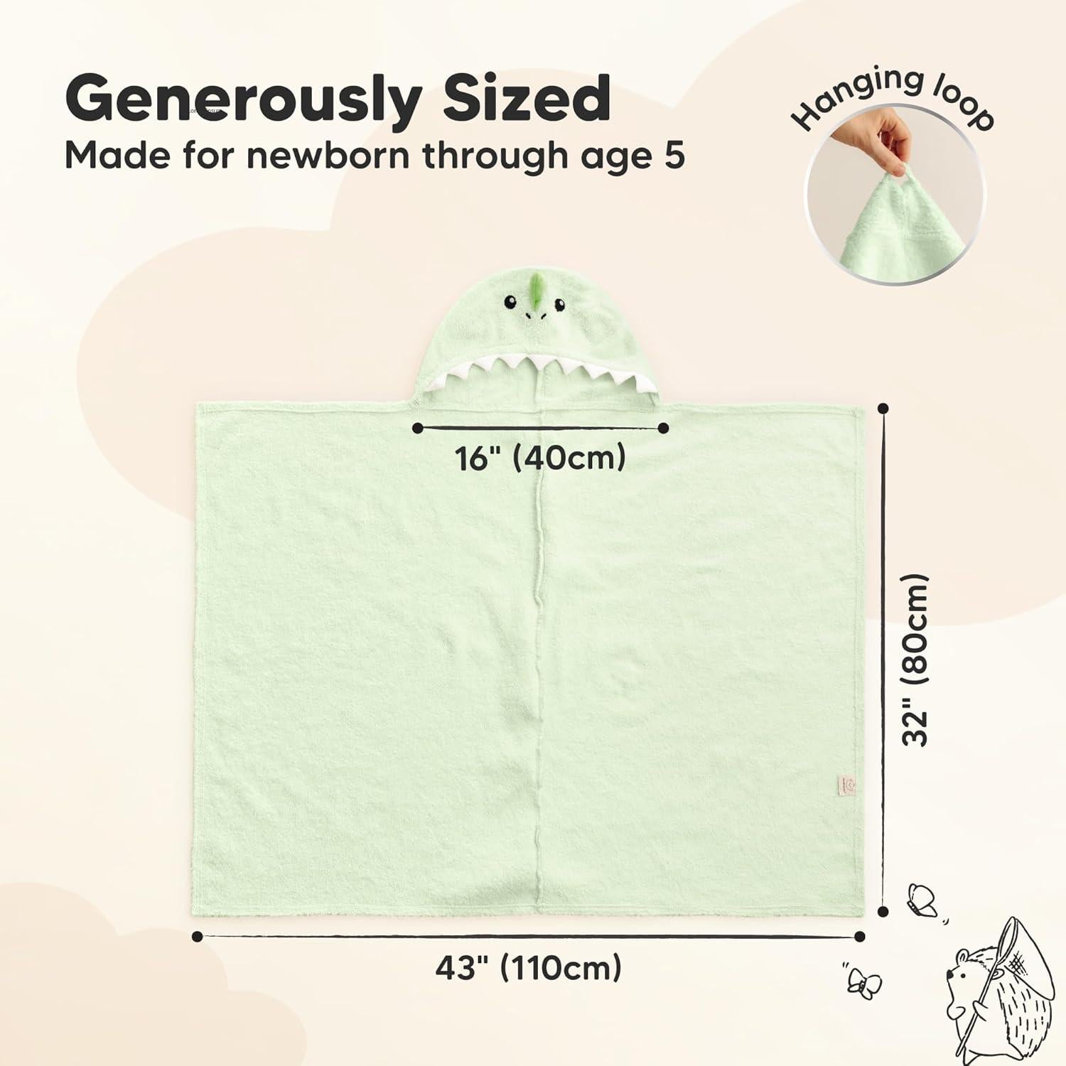 Toalla con Capucha KeaBabies 100% Algodón para Bebés 109x102cm