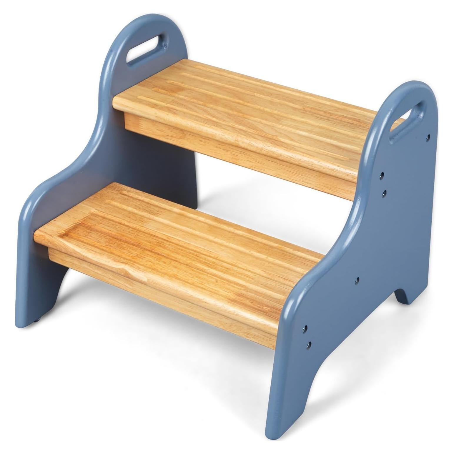 Escalón de 2 Pasos StrongTek de Madera de Caucho Azul