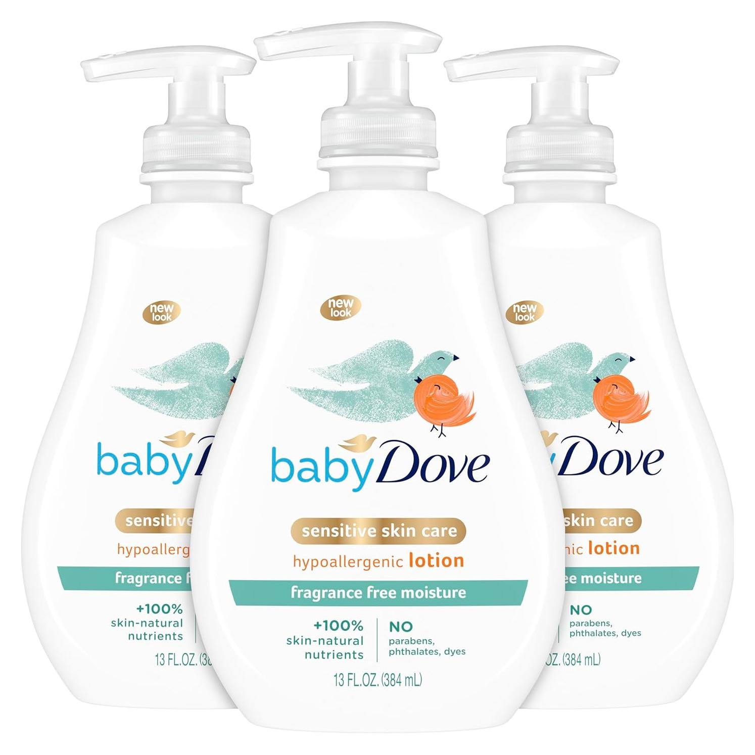 Loción Hidratación Sensible Baby Dove 368g Sin Fragancia (Paquete de 3)