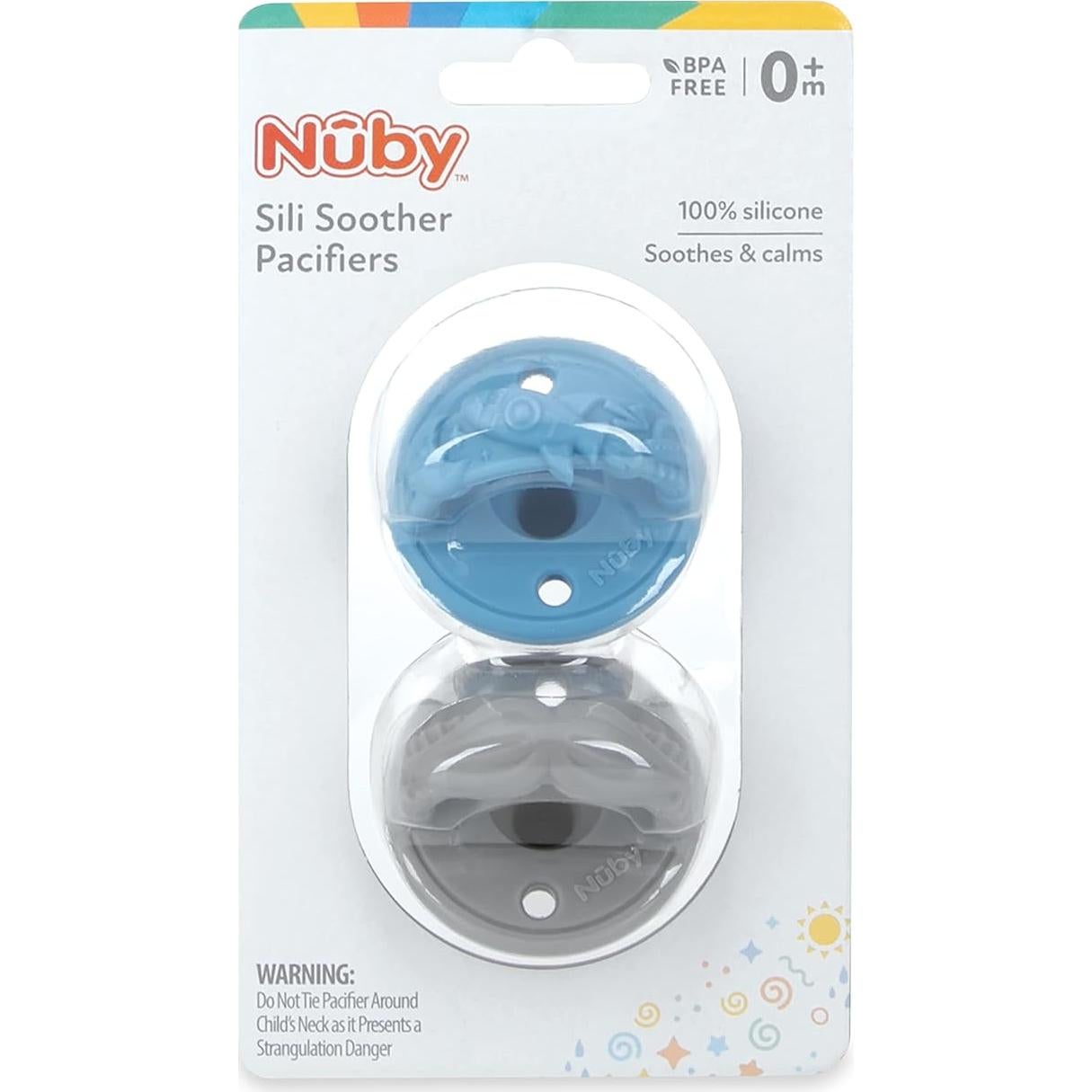 Chupetes Nuby 3-D Sili Soother Silicona 0+ Meses Paquete 2