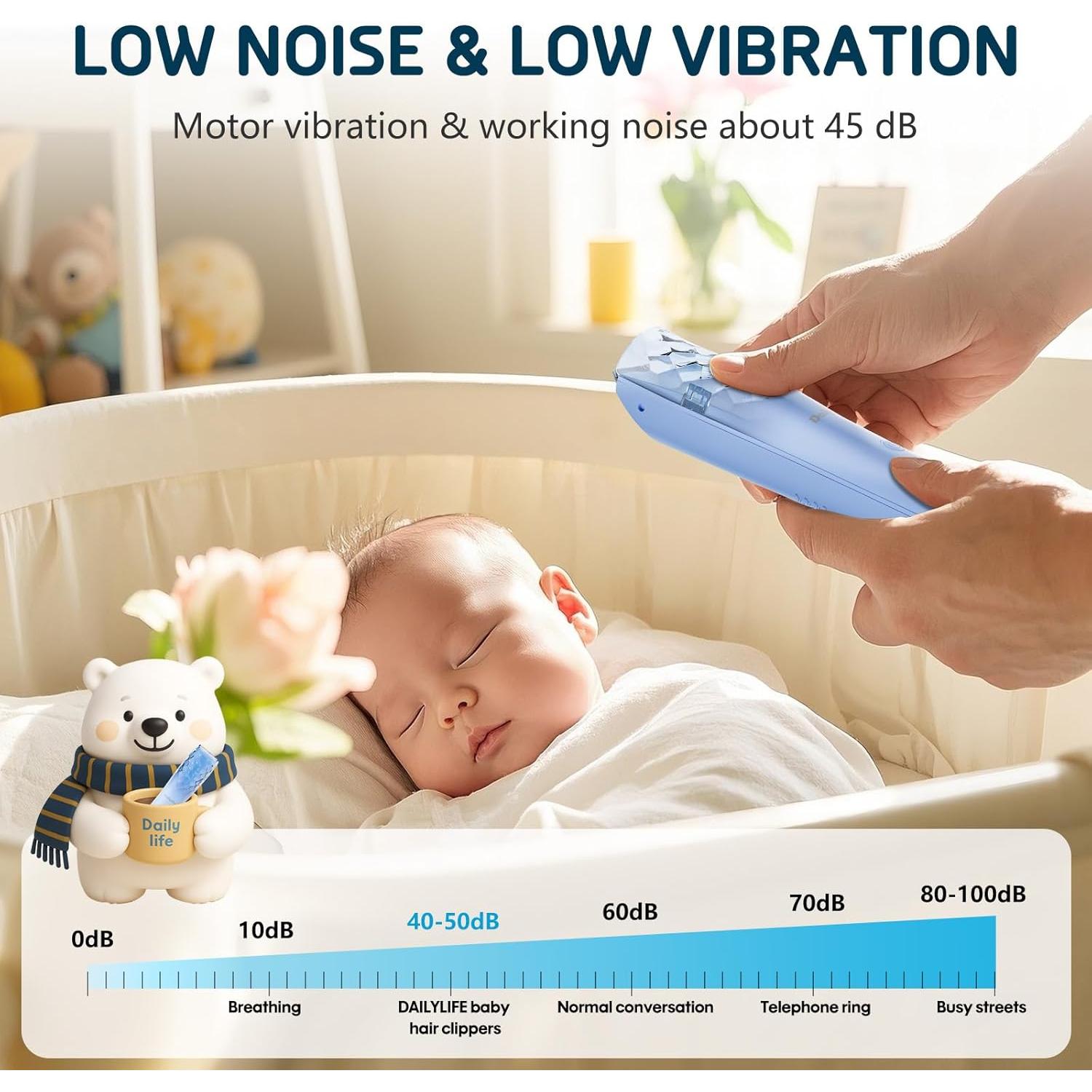 Cortapelos Silencioso DAILYLIFE para Bebés Azul - Kit Completo
