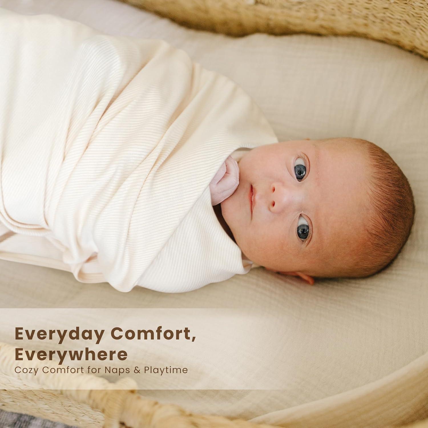 Manta de Bebé Konssy 2 Piezas Suave 83.82x106.68 cm Beige Salvia