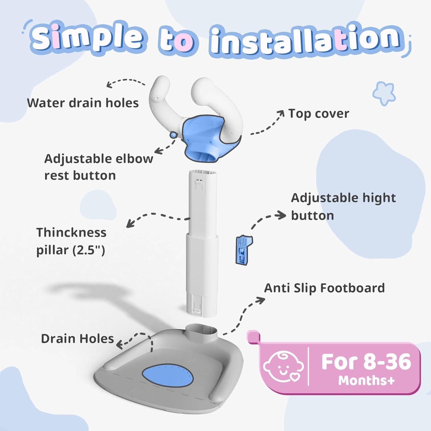 Soporte de Ducha Ajustable Cooseya para Bebés 6-36 Meses