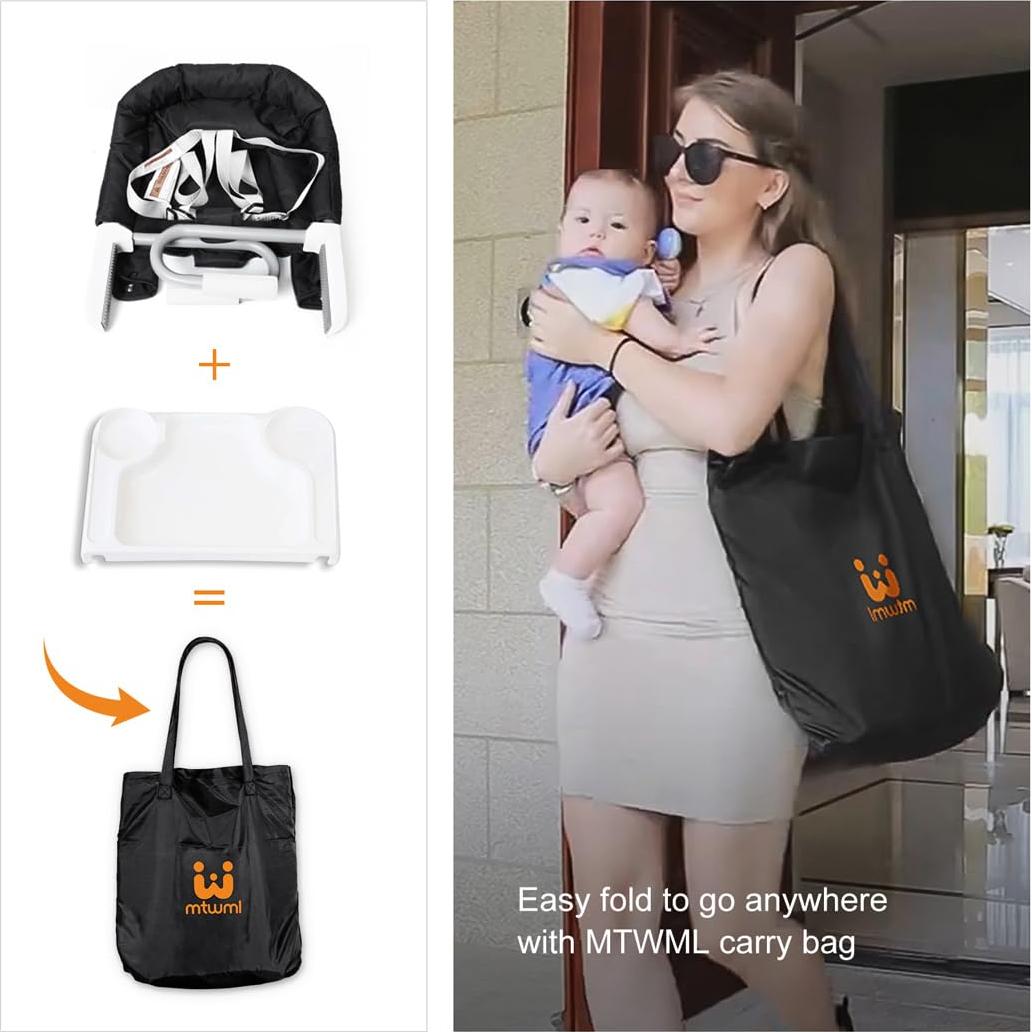 Silla Alta Portátil MTWML con Gancho y Bandeja para Bebés