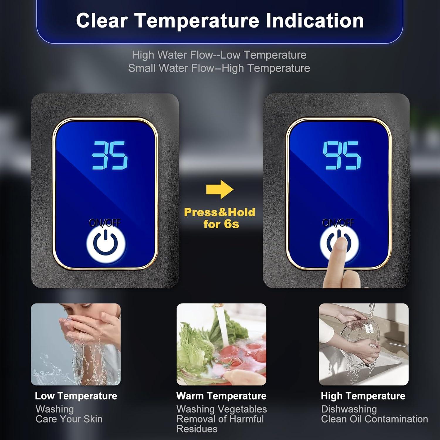 Calentador de Agua Instantáneo Eléctrico Fagauhds 3000W 110V