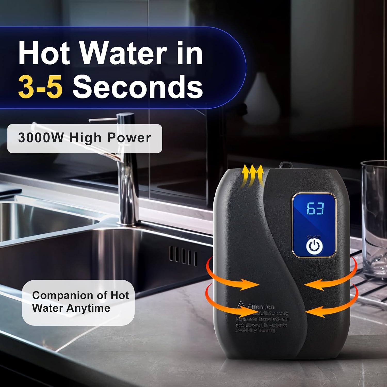 Calentador de Agua Instantáneo Eléctrico Fagauhds 3000W 110V