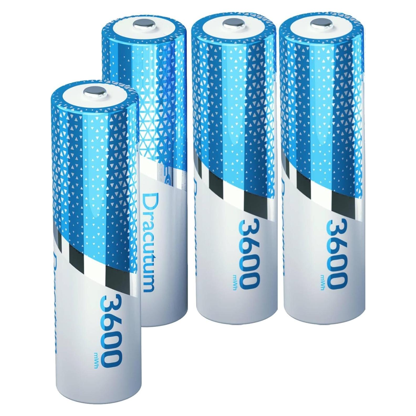 Baterías recargables AA Dracutum 3600mWh 4Pack 1.5V