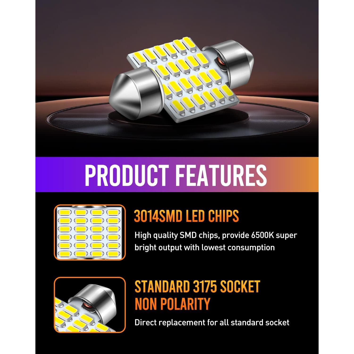 Bombillas LED LUYED DE3175 31mm Blanco Xenón 2 Piezas