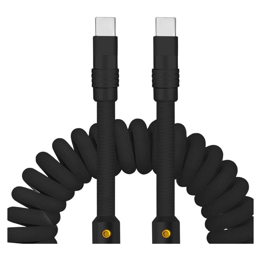 Cable USB C Enrollado Chubby - Carga Rápida 0.70m-1.07m