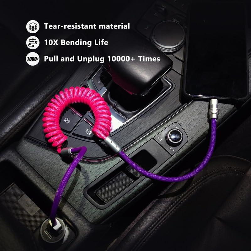 Cable USB C Enrollado Chubby - Carga Rápida 0.70m-1.07m