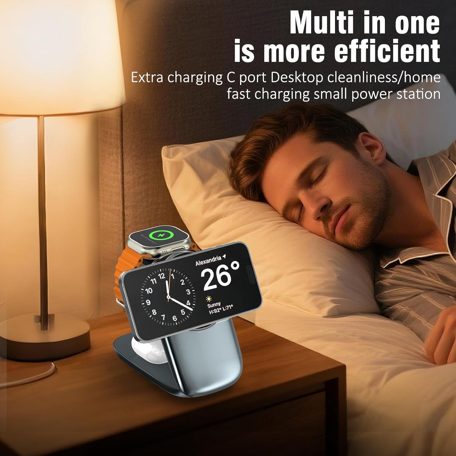 Estación de Carga Plegable 3 en 1 Apple Gris - iPhone, Watch, AirPods