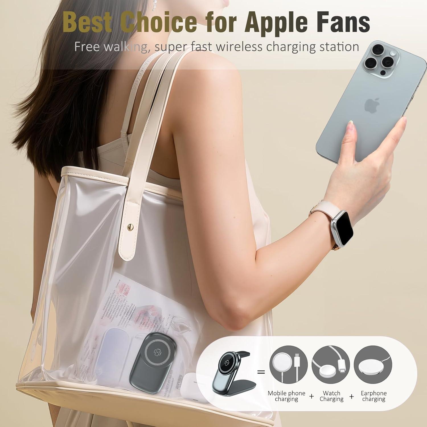 Estación de Carga Plegable 3 en 1 Apple Gris - iPhone, Watch, AirPods