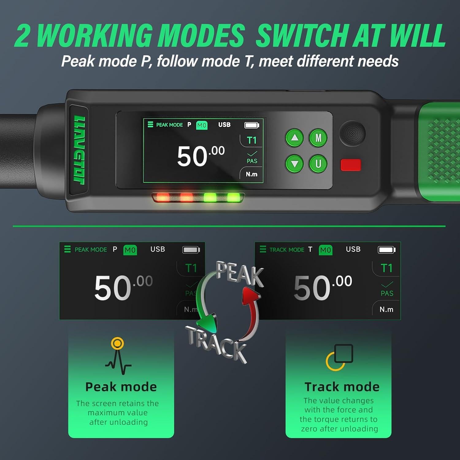 Llave de Torque Digital LLAVETOR dt22 3-60 N.m con Buzzer y LED