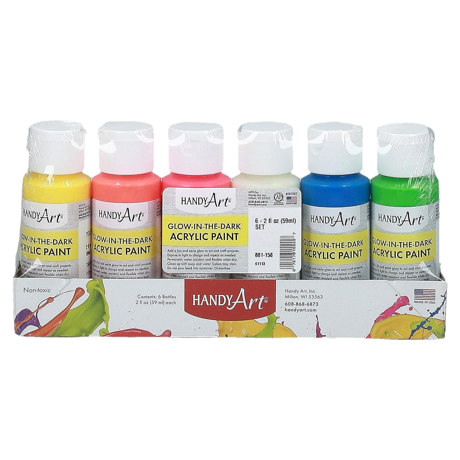 Juego de Pintura Acrílica que Brilla en la Oscuridad 6 Colores 59 ml