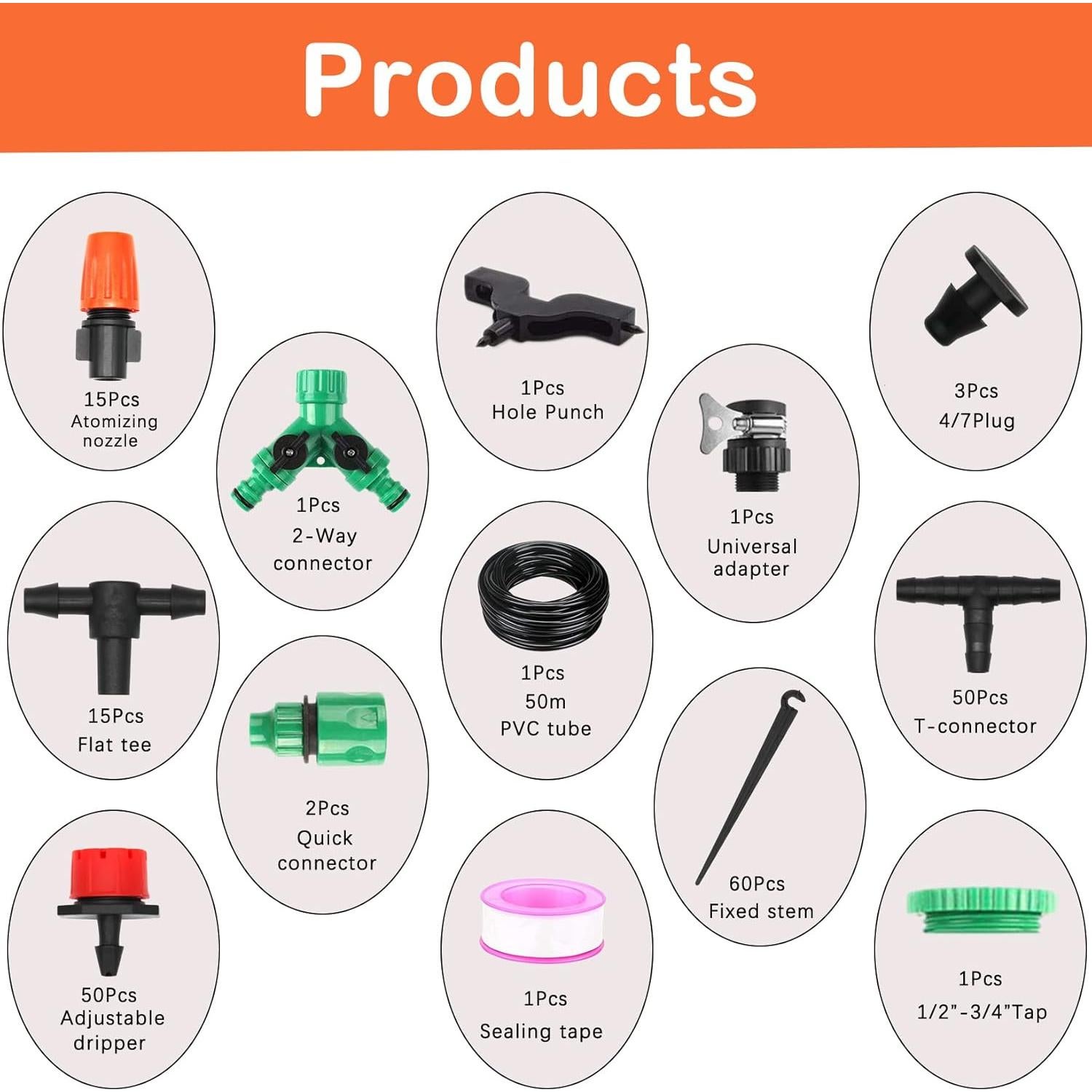 Sistema de Riego por Goteo Qweilian 50.29m Ahorro de Agua