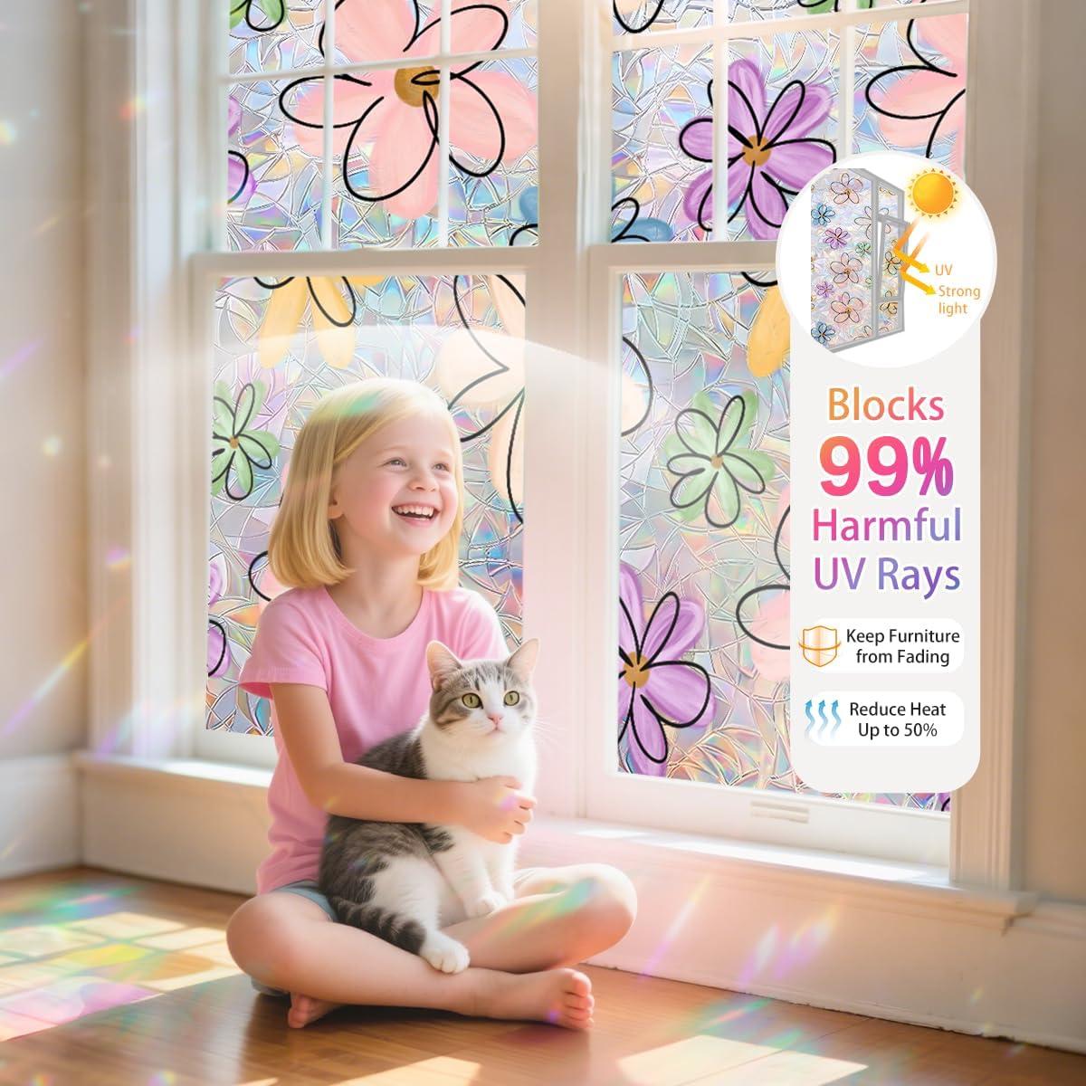 Película Decorativa de Privacidad Ohhvvow 44.5x199.4cm Flor