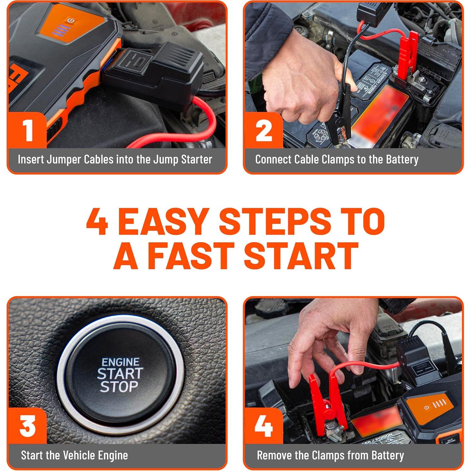 Arrancador de Batería de Coche FRAM 12000mAh 800A 12V