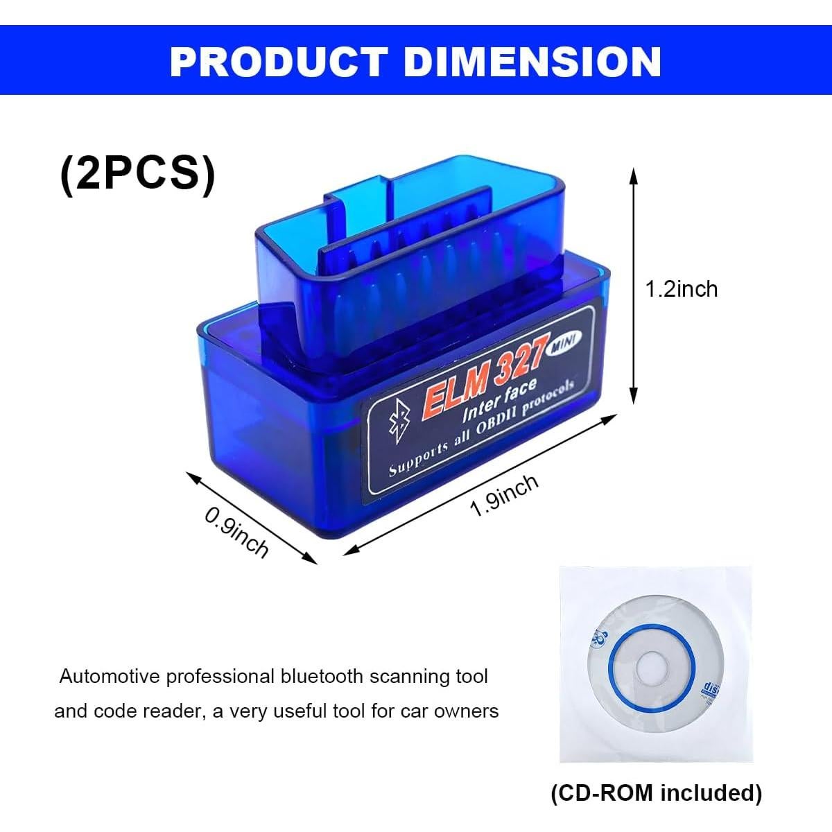 2 PCS Escáner de Diagnóstico OBDII NYTKL ELM327 Bluetooth