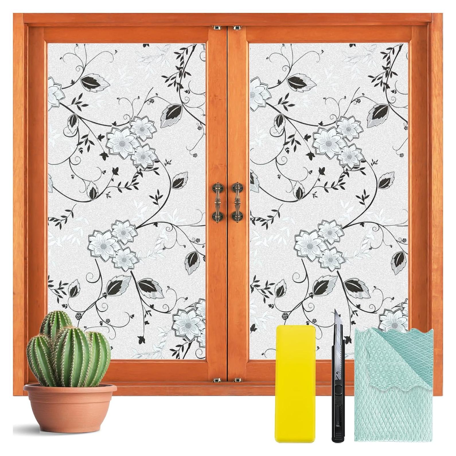 Película de Ventana Privada Bloss 30x200 cm Floral Esmerilada