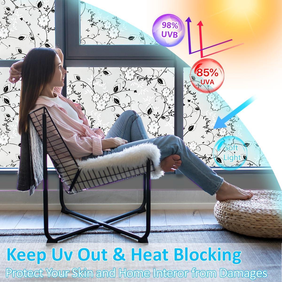 Película de Ventana Privada Bloss 30x200 cm Floral Esmerilada