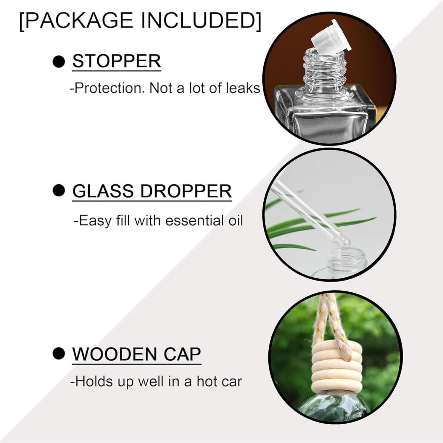 7 Botellas de Vidrio Difusor Aromaterapia Auto MINELEVEN 8ml