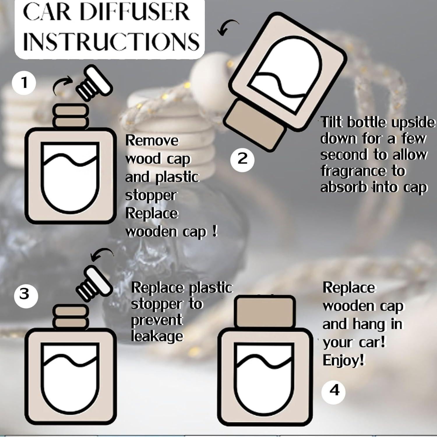 7 Botellas de Vidrio Difusor Aromaterapia Auto MINELEVEN 8ml