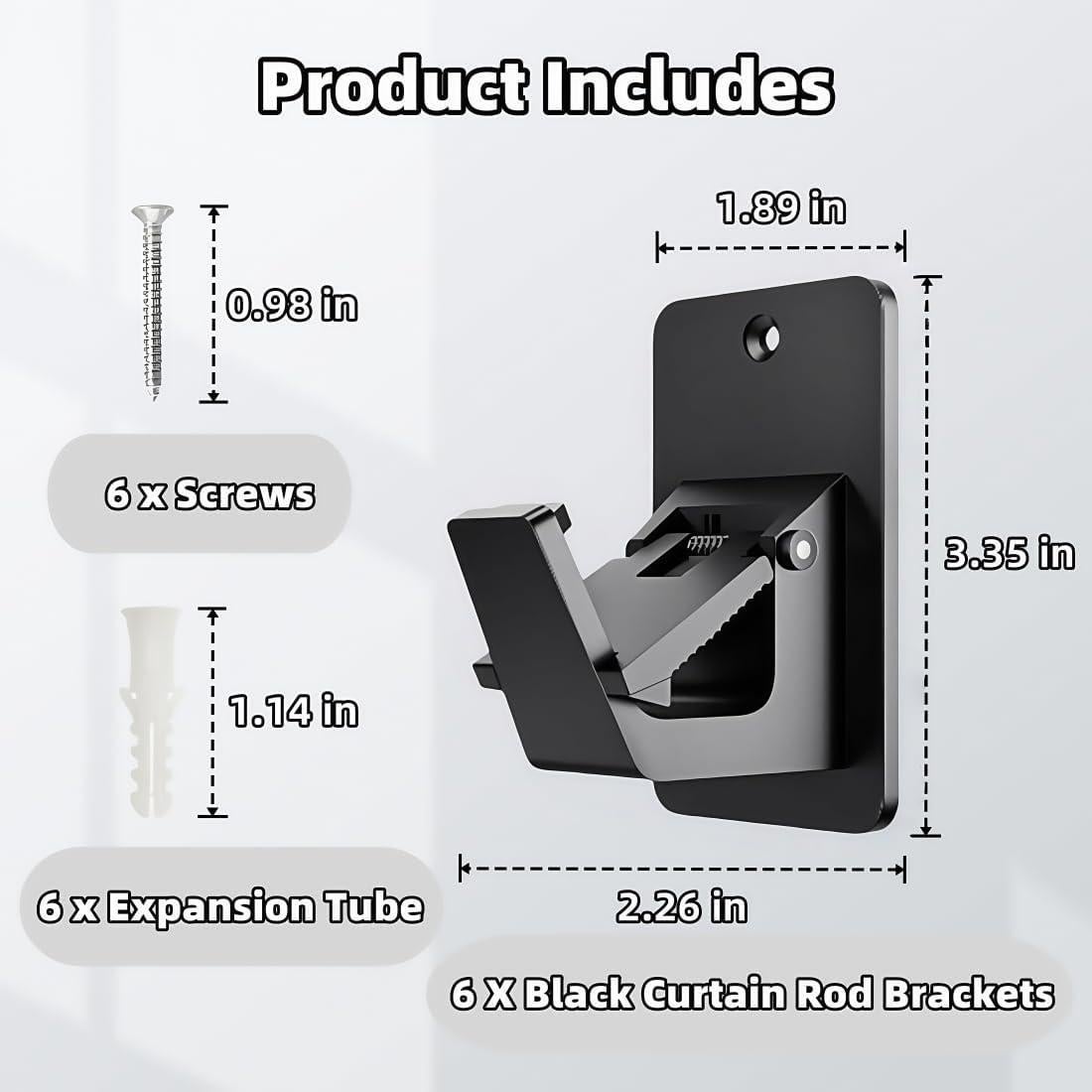 Paquete de 6 Soportes Universales para Varillas de Cortina - Daisyfang