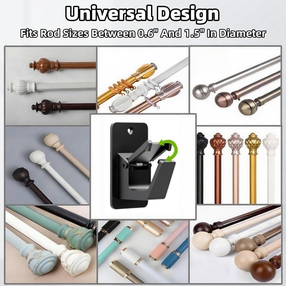 Paquete de 6 Soportes Universales para Varillas de Cortina - Daisyfang