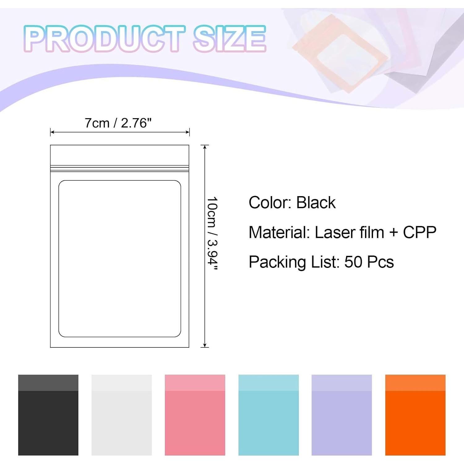 Bolsas de Empaque Holográficas PATIKIL 7x10 cm 50 Pcs