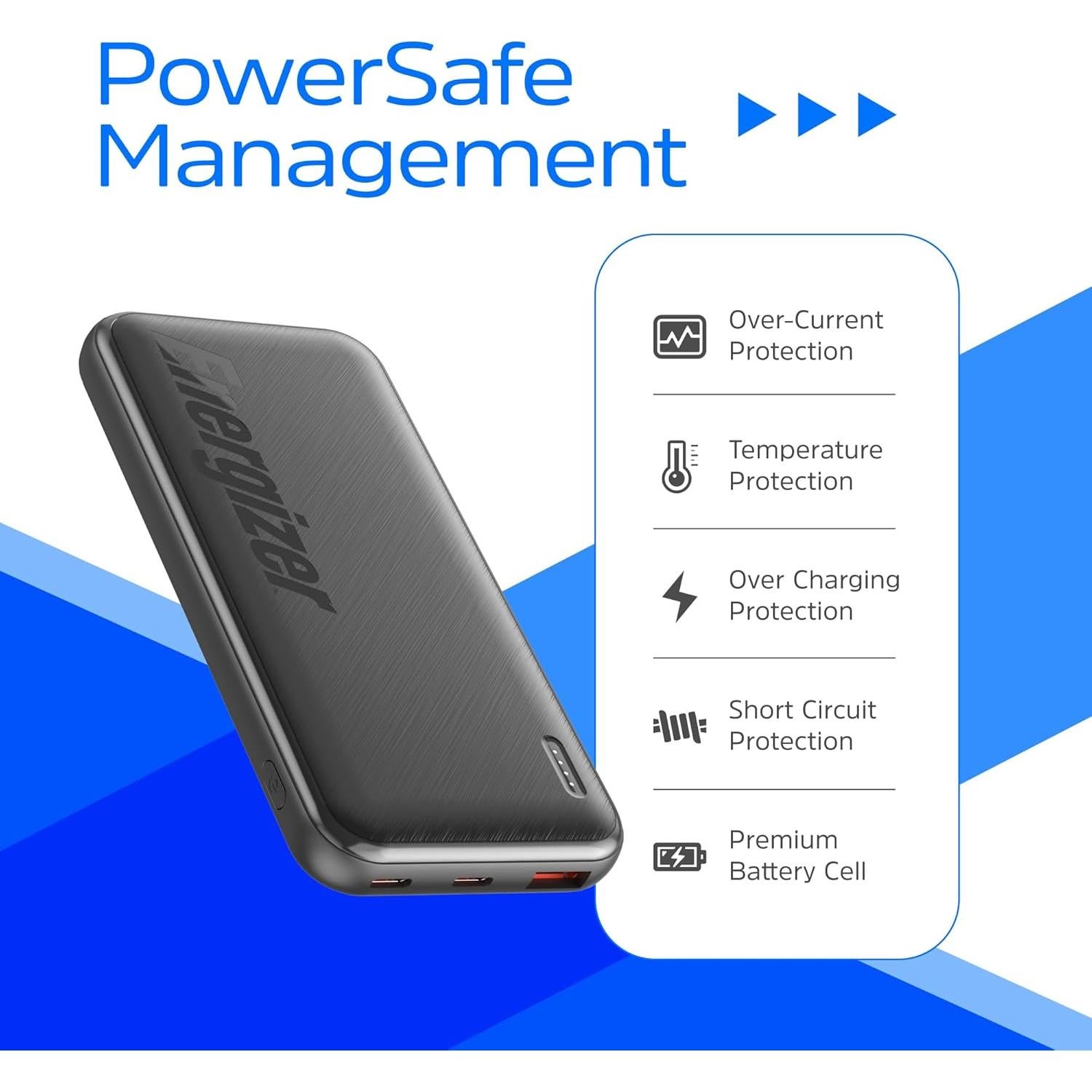 Cargador Portátil Energizer 10000mAh Carga Rápida 22.5W