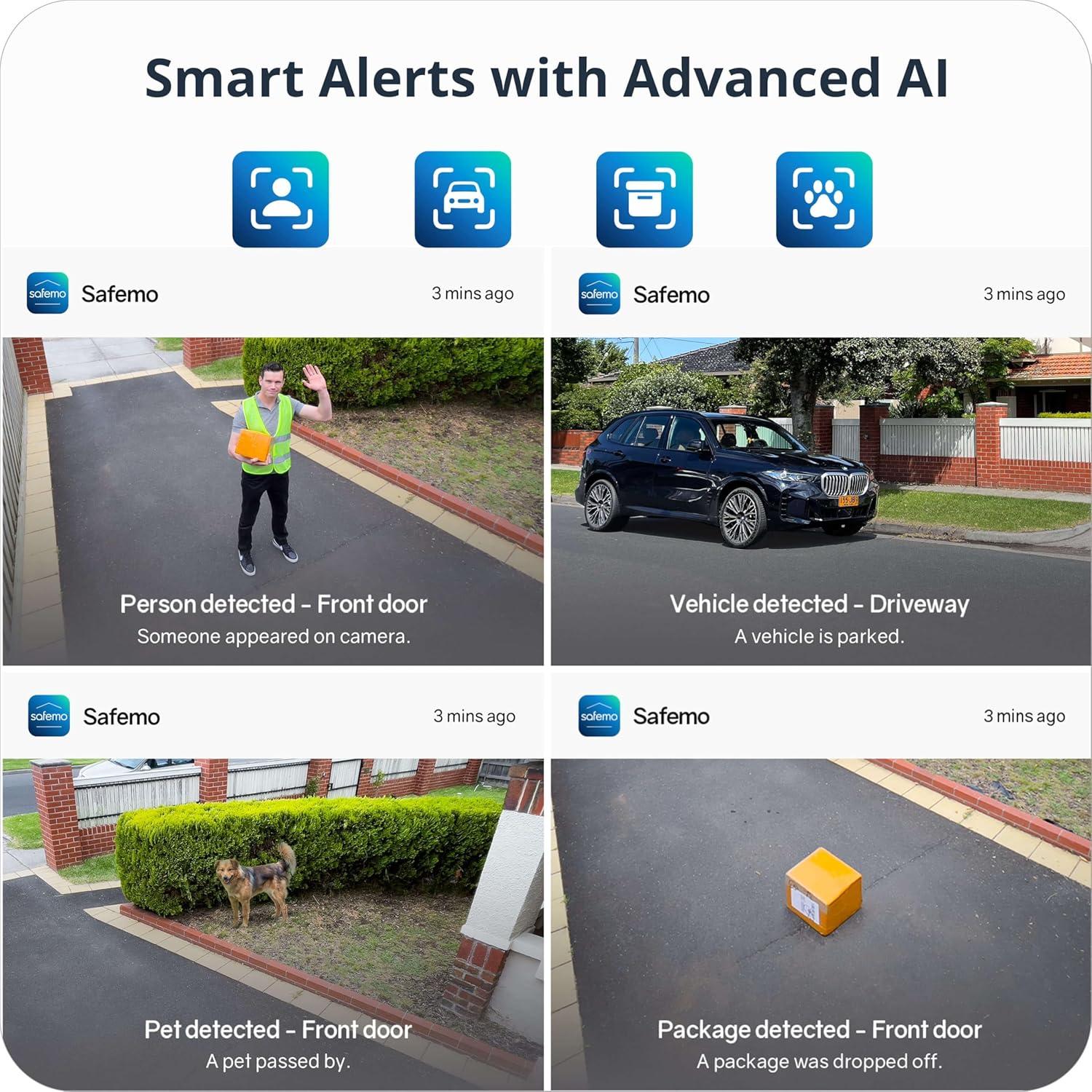 Cámaras de Seguridad Inalámbricas 4K Safemo con IA y Solar