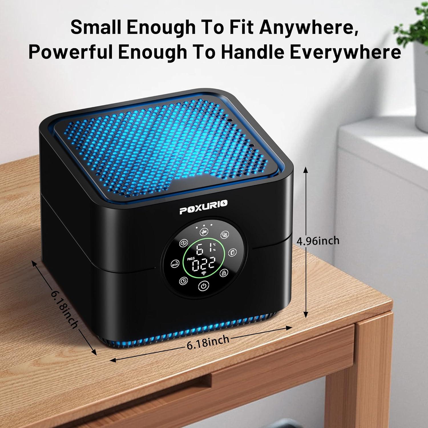 Purificador de Aire POXURIO H13 HEPA con Pantalla PM2.5 55.74 m²