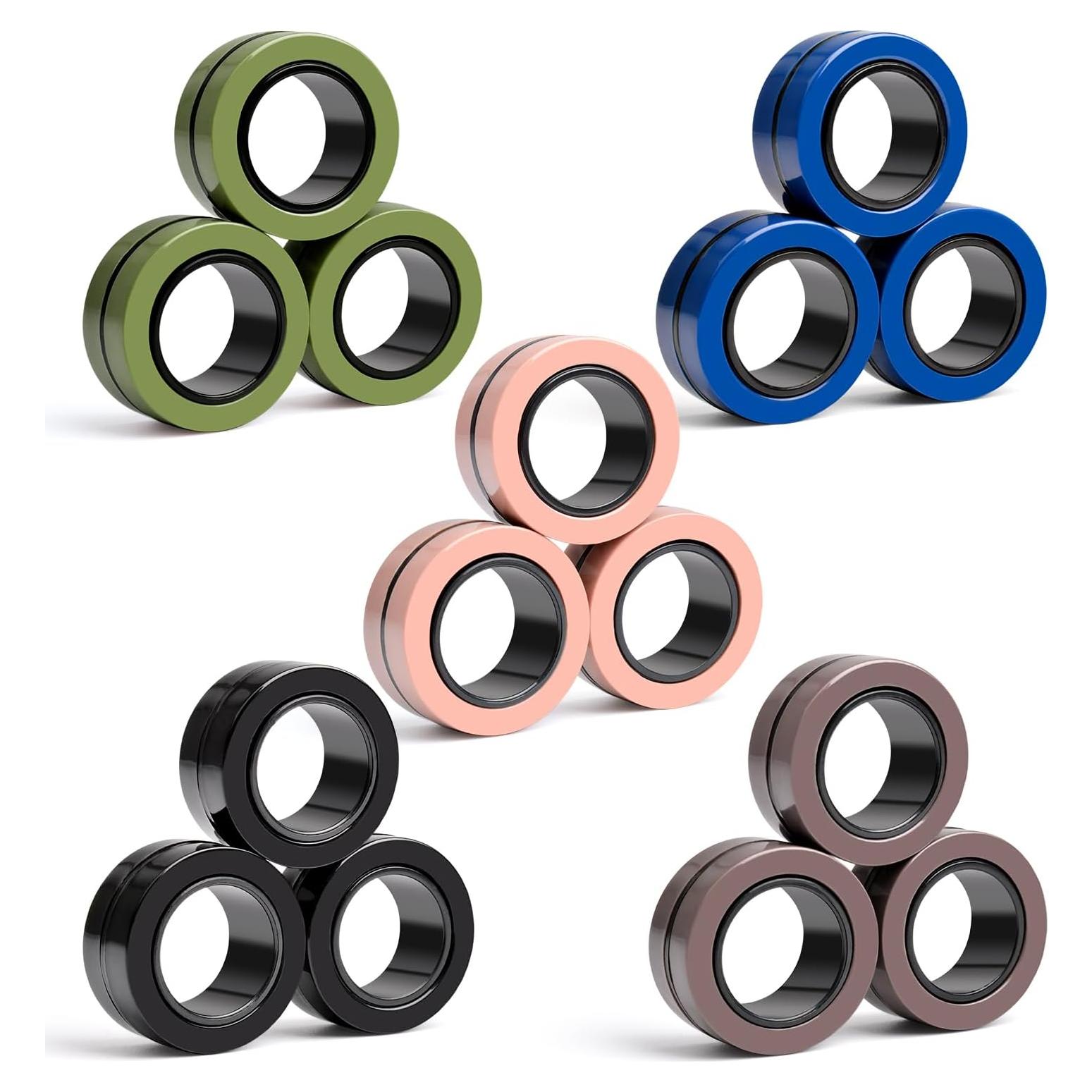 Cevioce 15 Piezas Juguetes Antiestrés Anillos Magnéticos