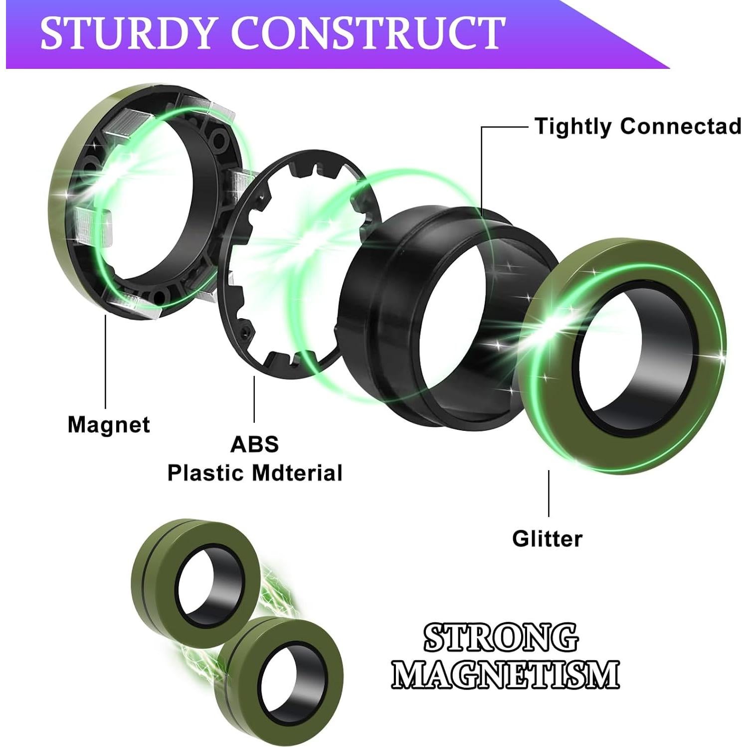 Cevioce 15 Piezas Juguetes Antiestrés Anillos Magnéticos