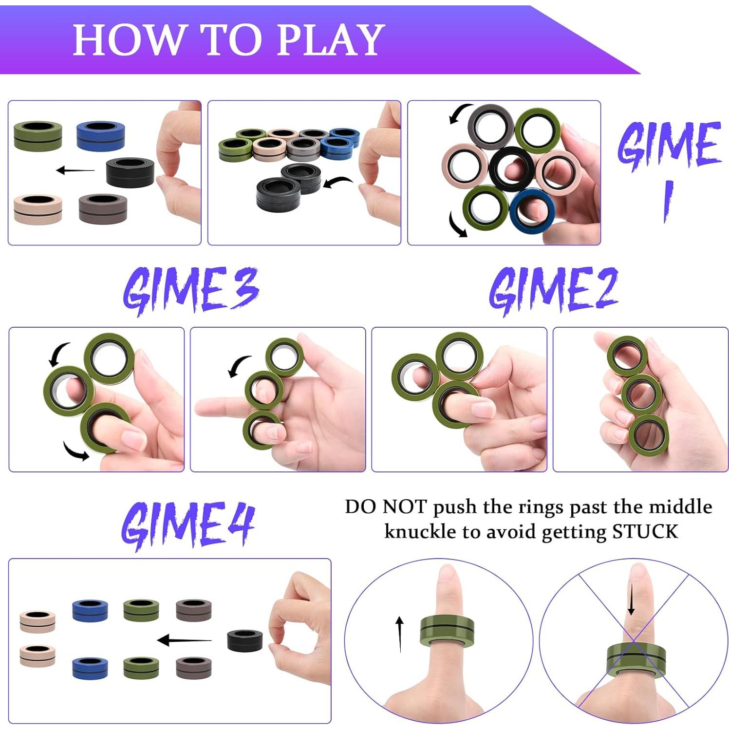 Cevioce 15 Piezas Juguetes Antiestrés Anillos Magnéticos