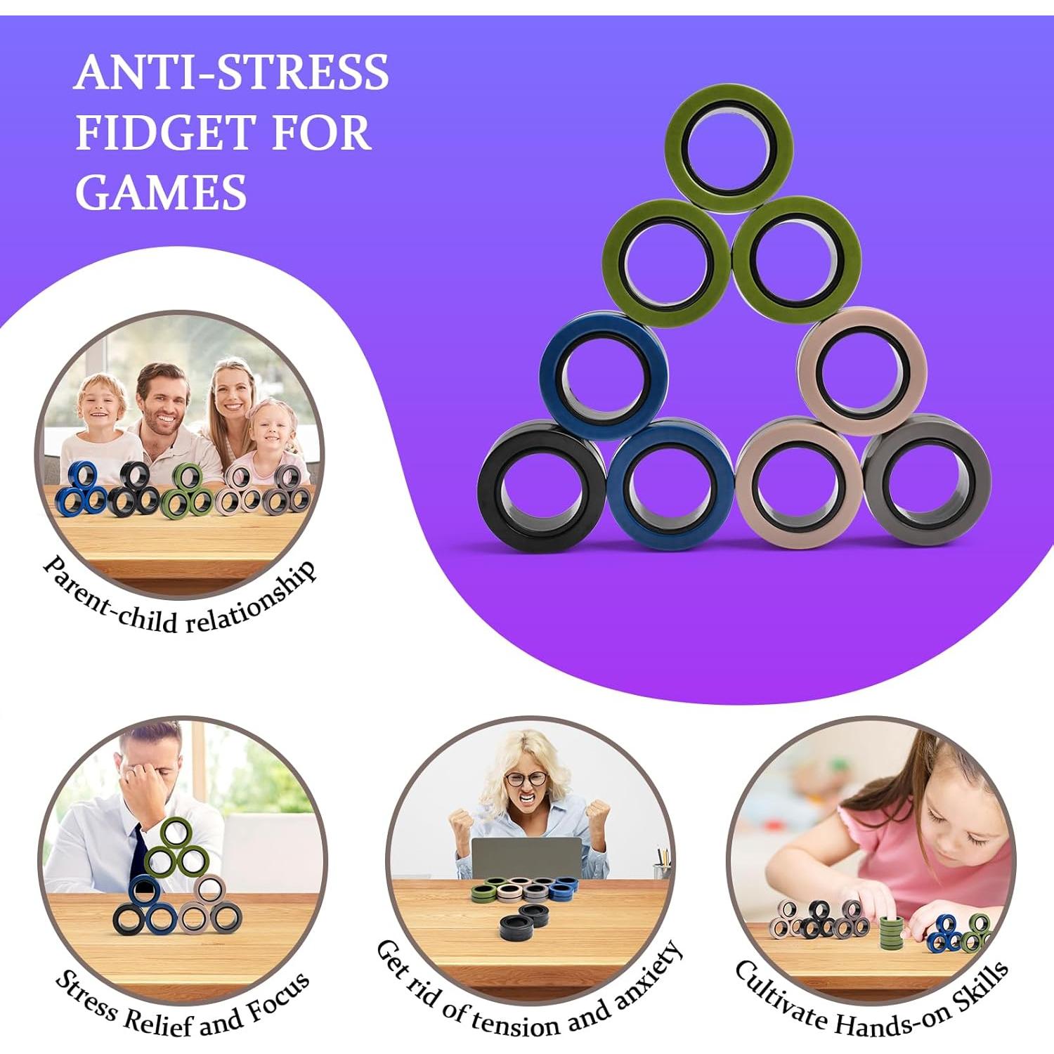 Cevioce 15 Piezas Juguetes Antiestrés Anillos Magnéticos