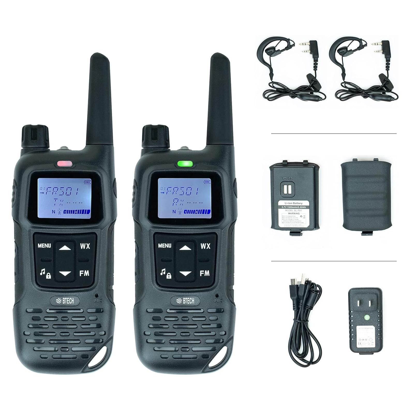 Walkie Talkies BTECH FRS-A1 Negros, 2 Unidades, Carga USB-C