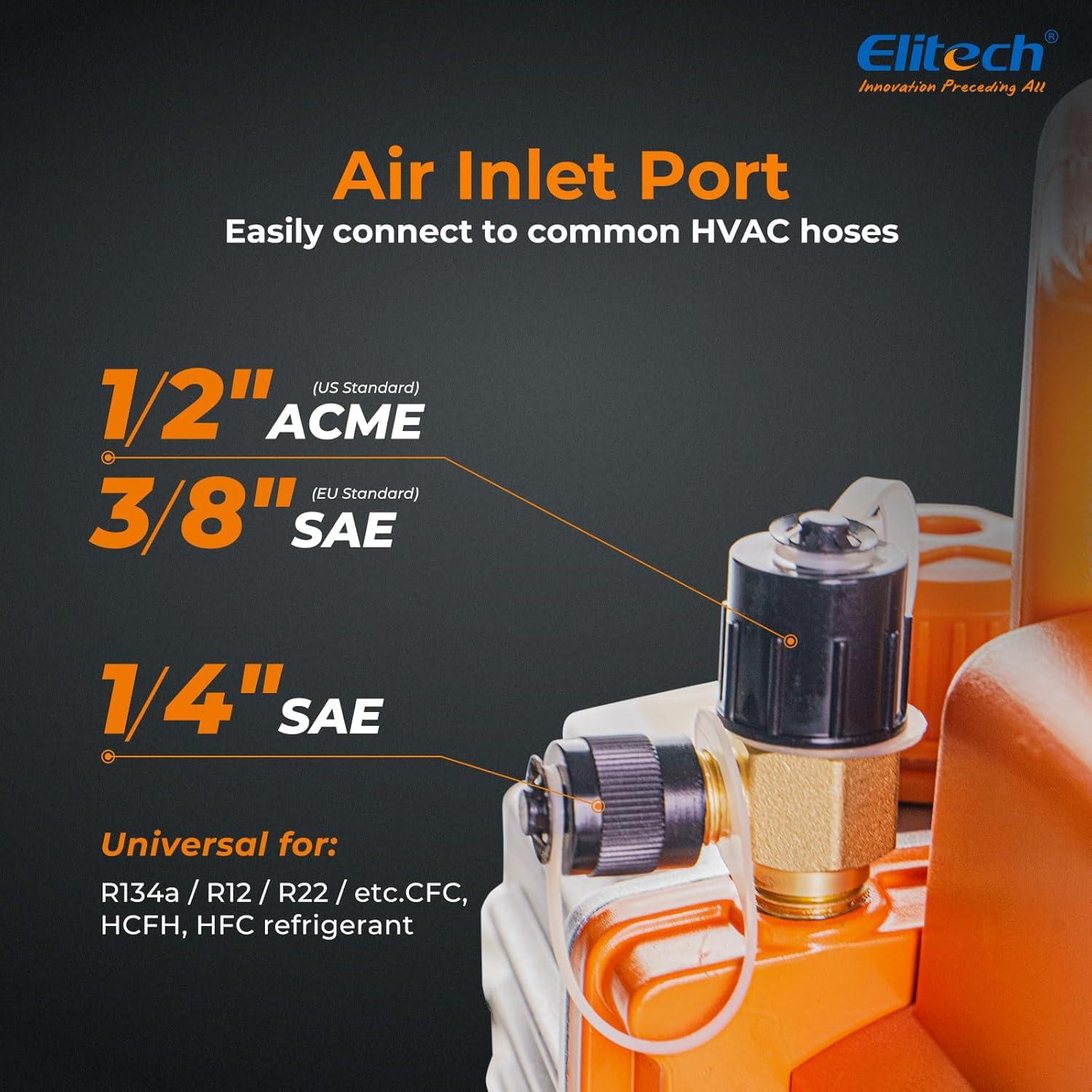 Bomba de Vacío Elitech NVP-3 3 CFM 1.5L/S 1/2HP para HVAC