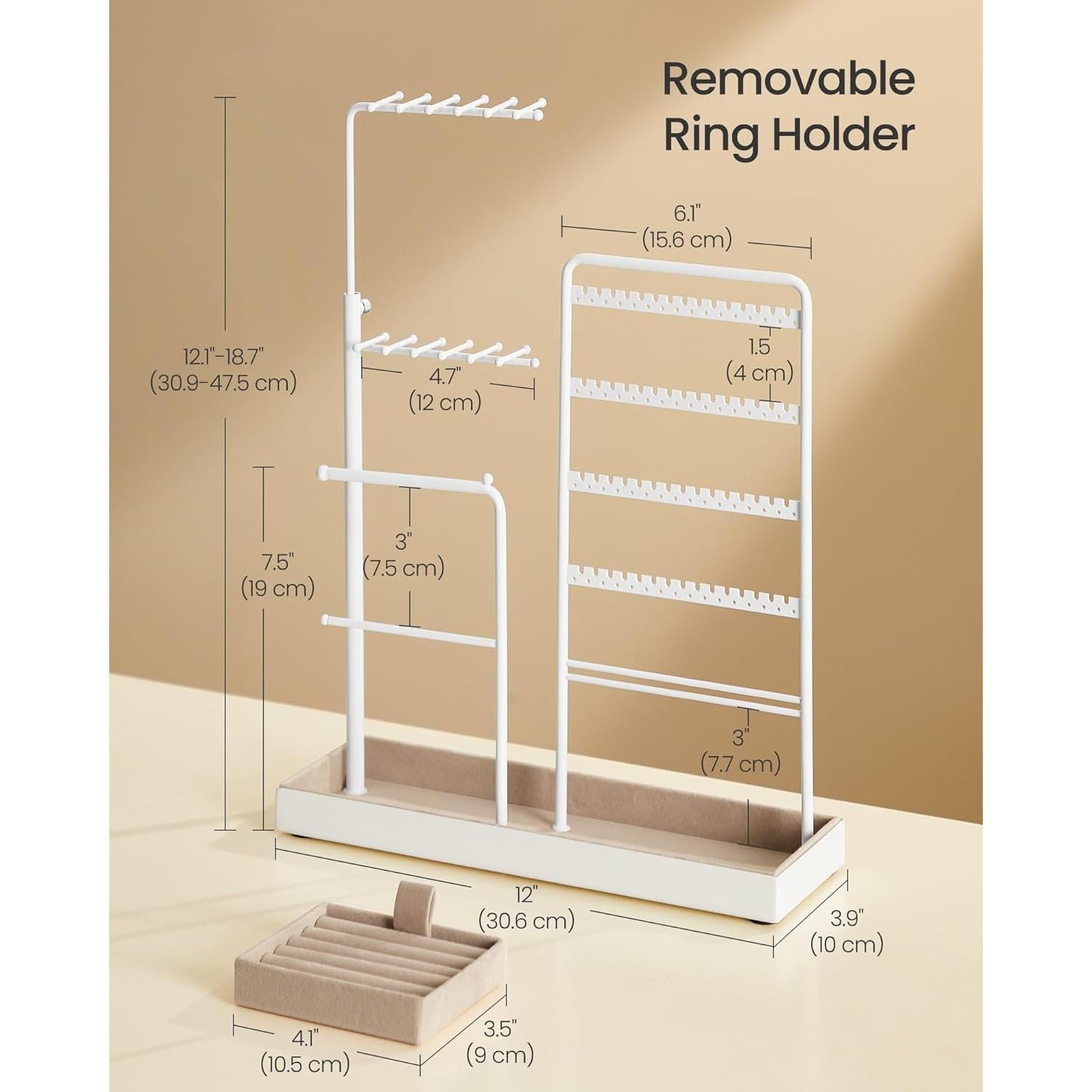 Soporte de Joyería SONGMICS Ajustable 30.9-47.5 cm Blanco