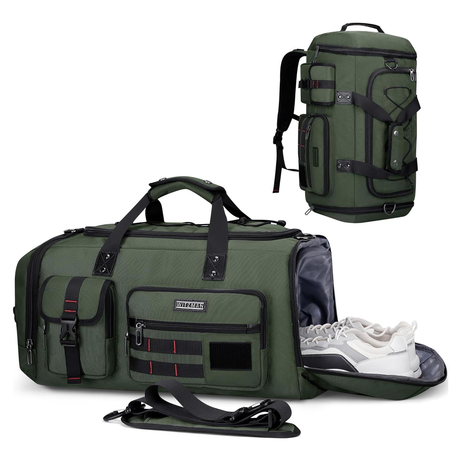 Bolsa de Viaje Duffel WITZMAN 3 en 1 para Hombres Verde