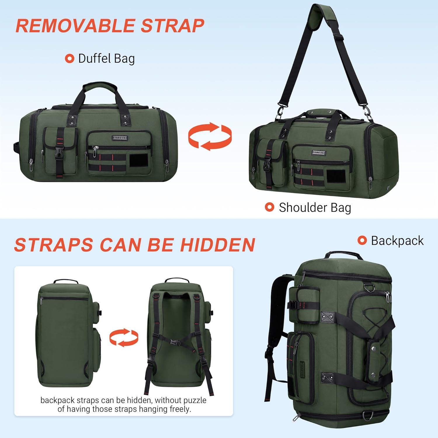 Bolsa de Viaje Duffel WITZMAN 3 en 1 para Hombres Verde