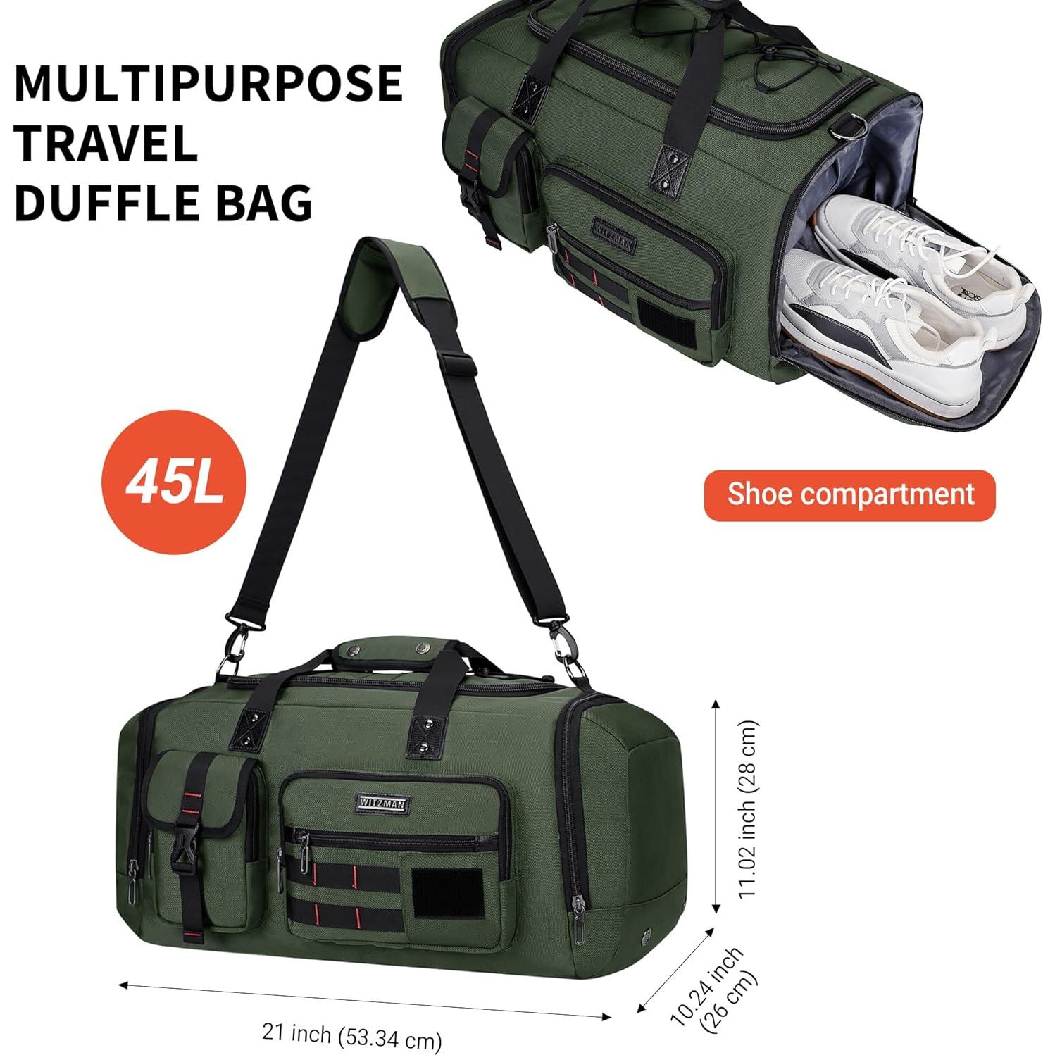 Bolsa de Viaje Duffel WITZMAN 3 en 1 para Hombres Verde