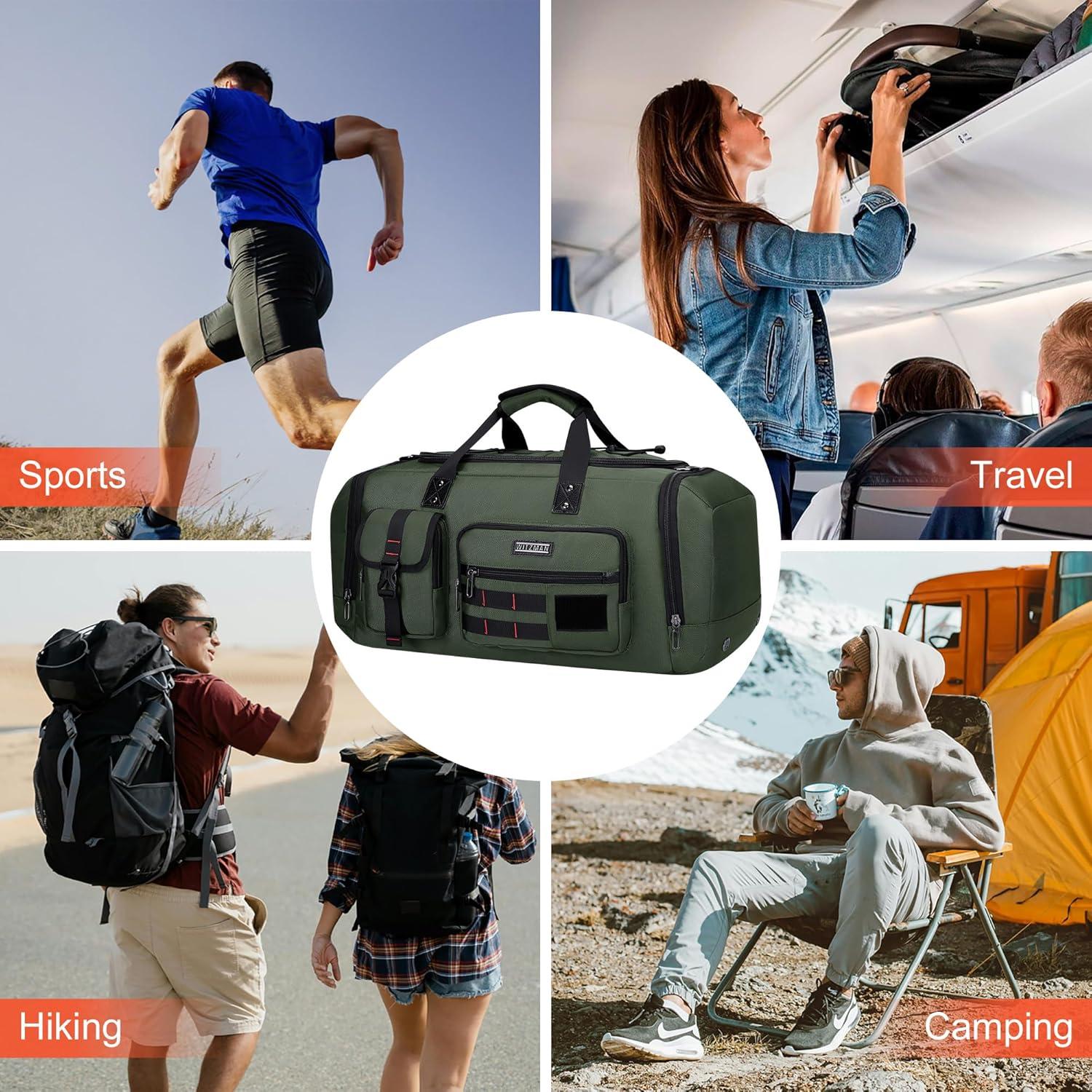 Bolsa de Viaje Duffel WITZMAN 3 en 1 para Hombres Verde