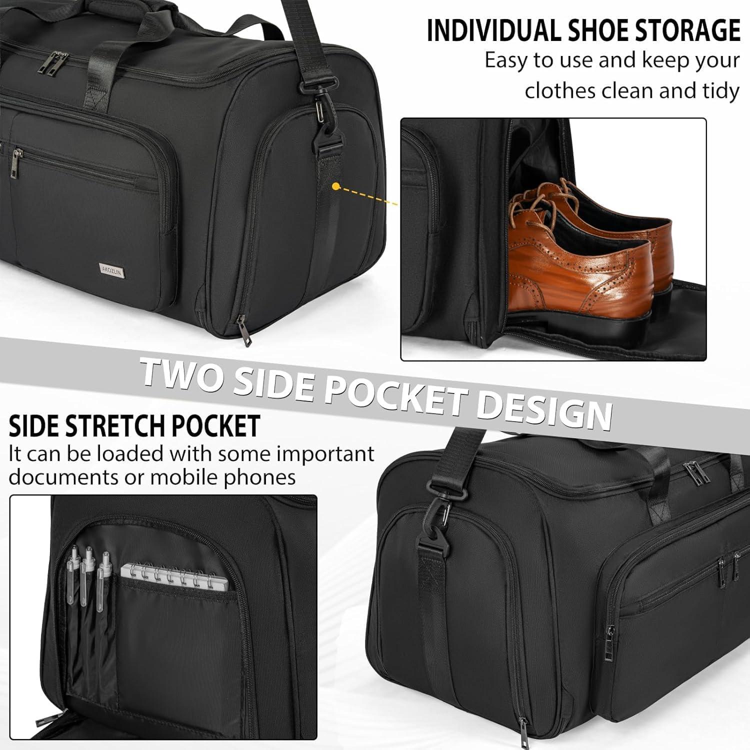 Bolsa de Ropa Convertible AKOZLIN 3 en 1 Negra para Viaje