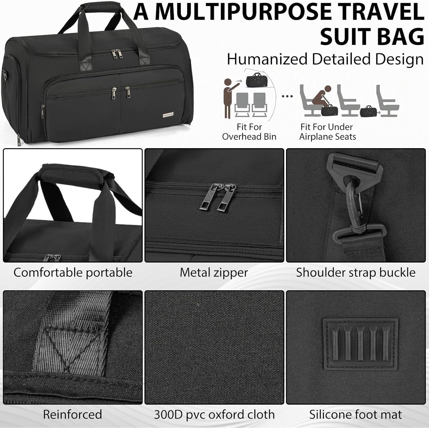 Bolsa de Ropa Convertible AKOZLIN 3 en 1 Negra para Viaje