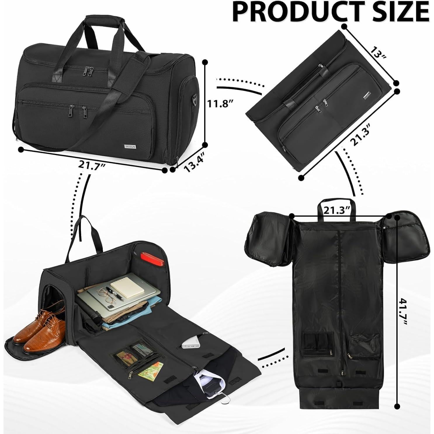 Bolsa de Ropa Convertible AKOZLIN 3 en 1 Negra para Viaje