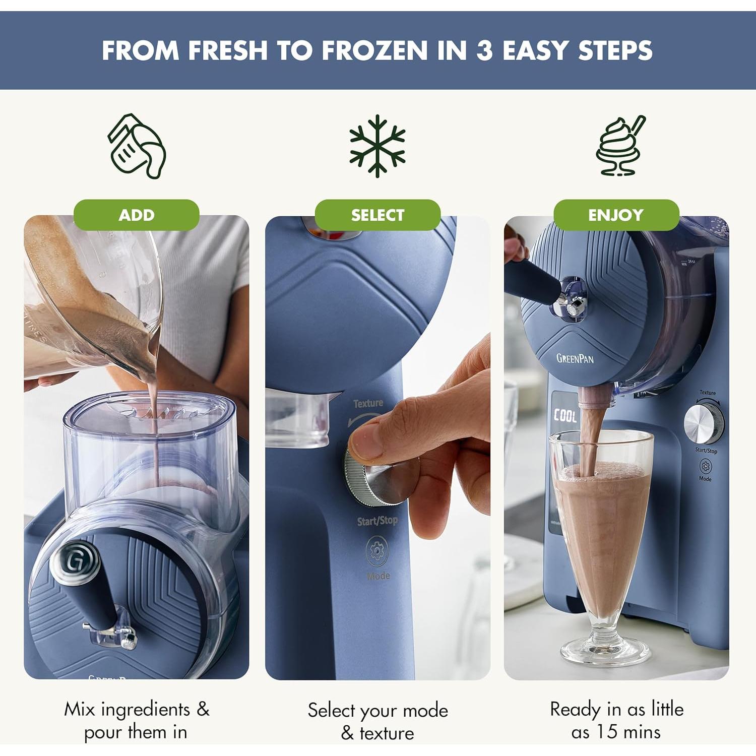 Máquina de Helados GreenPan Frost 15-en-1 1.89L Azul Berrie