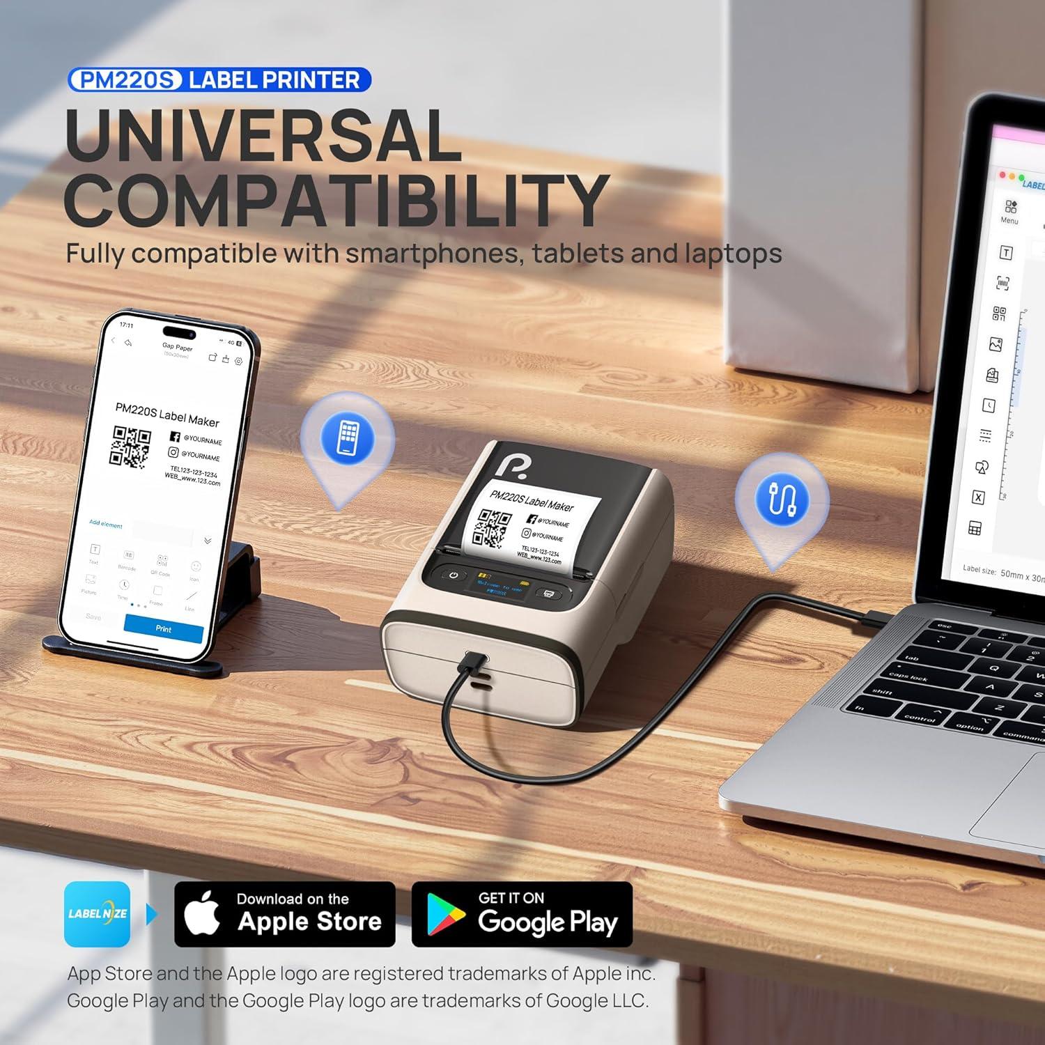 Impresora Térmica Portátil POLONO PM220S Bluetooth 2" Beige