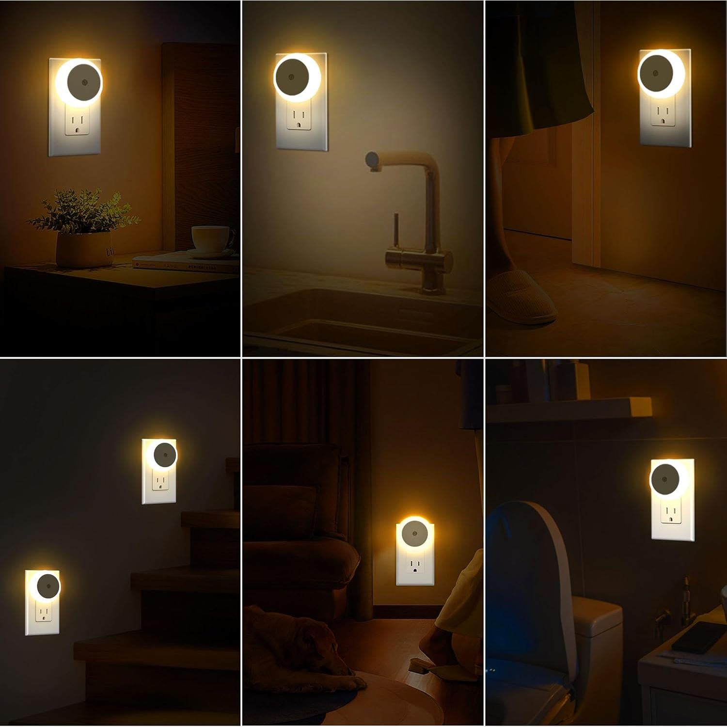 Luces Nocturnas LED 6 Paquetes Jedqlnye con Sensor Automático