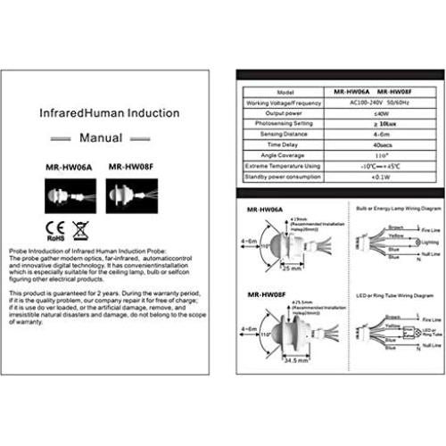 Sensor de Movimiento Gigicloud 85-265V Infrarrojo 4-6m